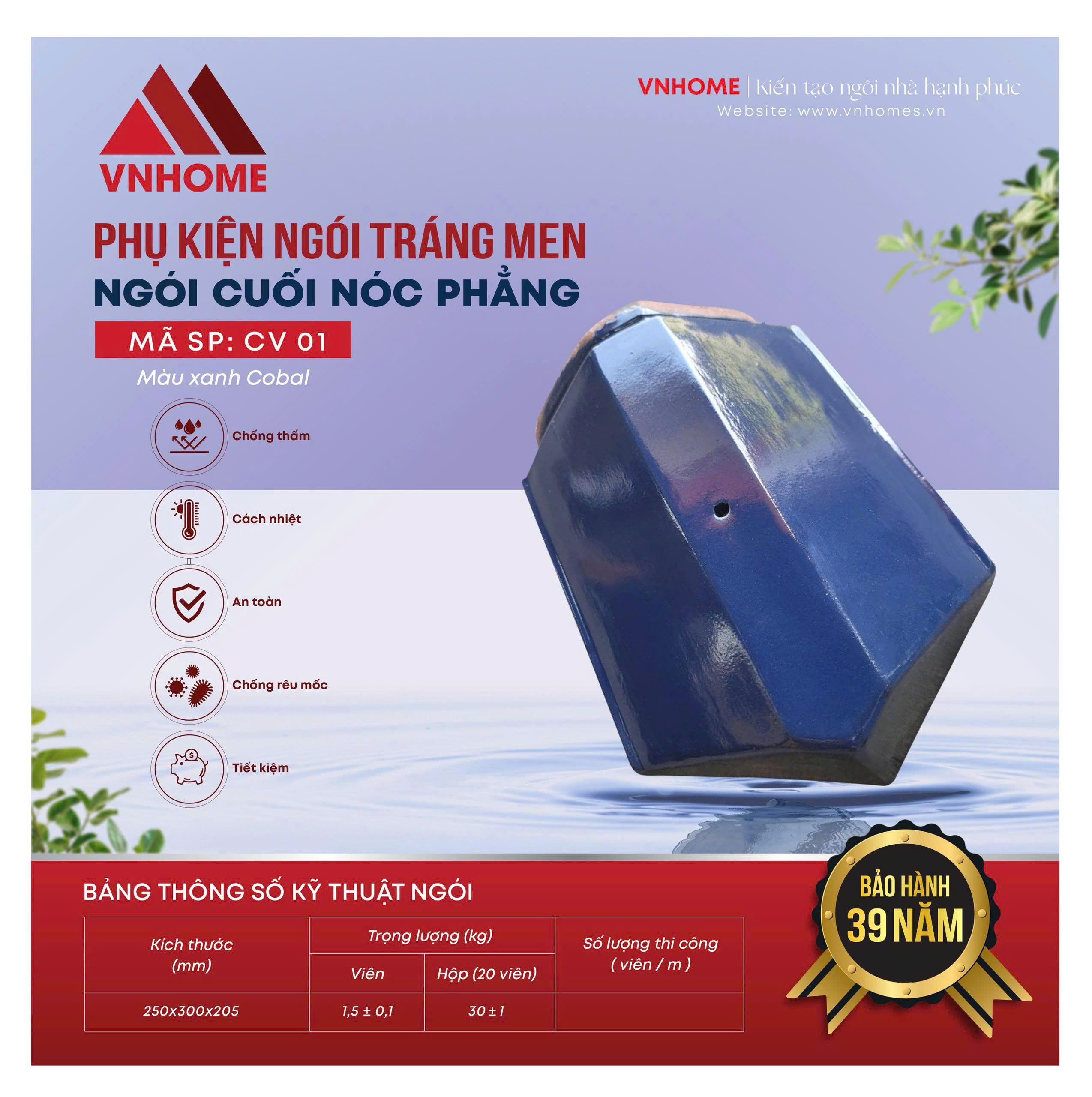 Ngói cuối nóc phẳng