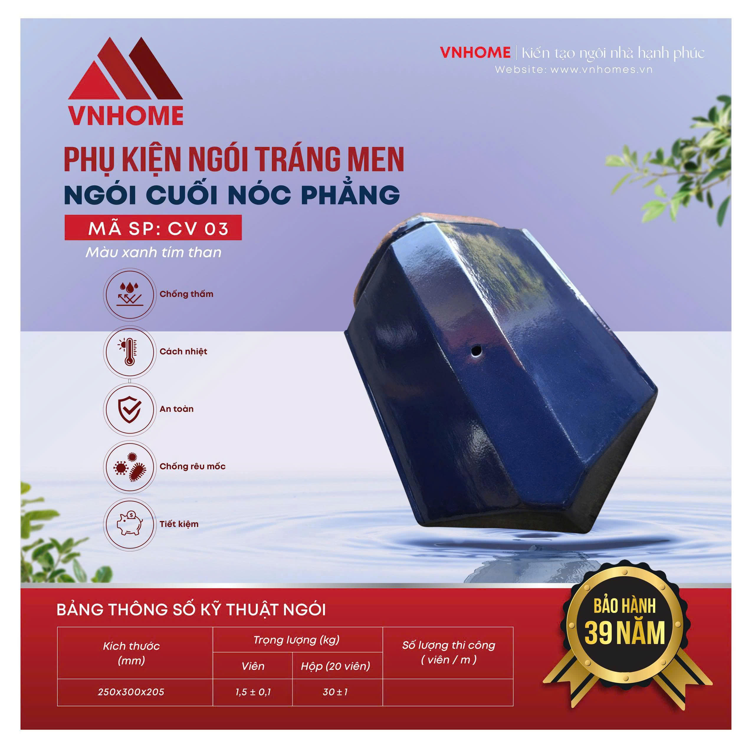 Ngói cuối nóc phẳng