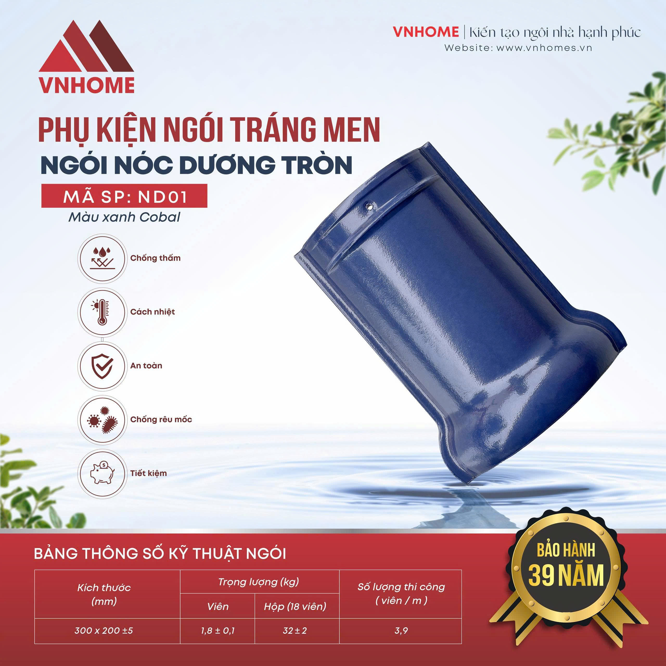 Ngói nóc dương tròn