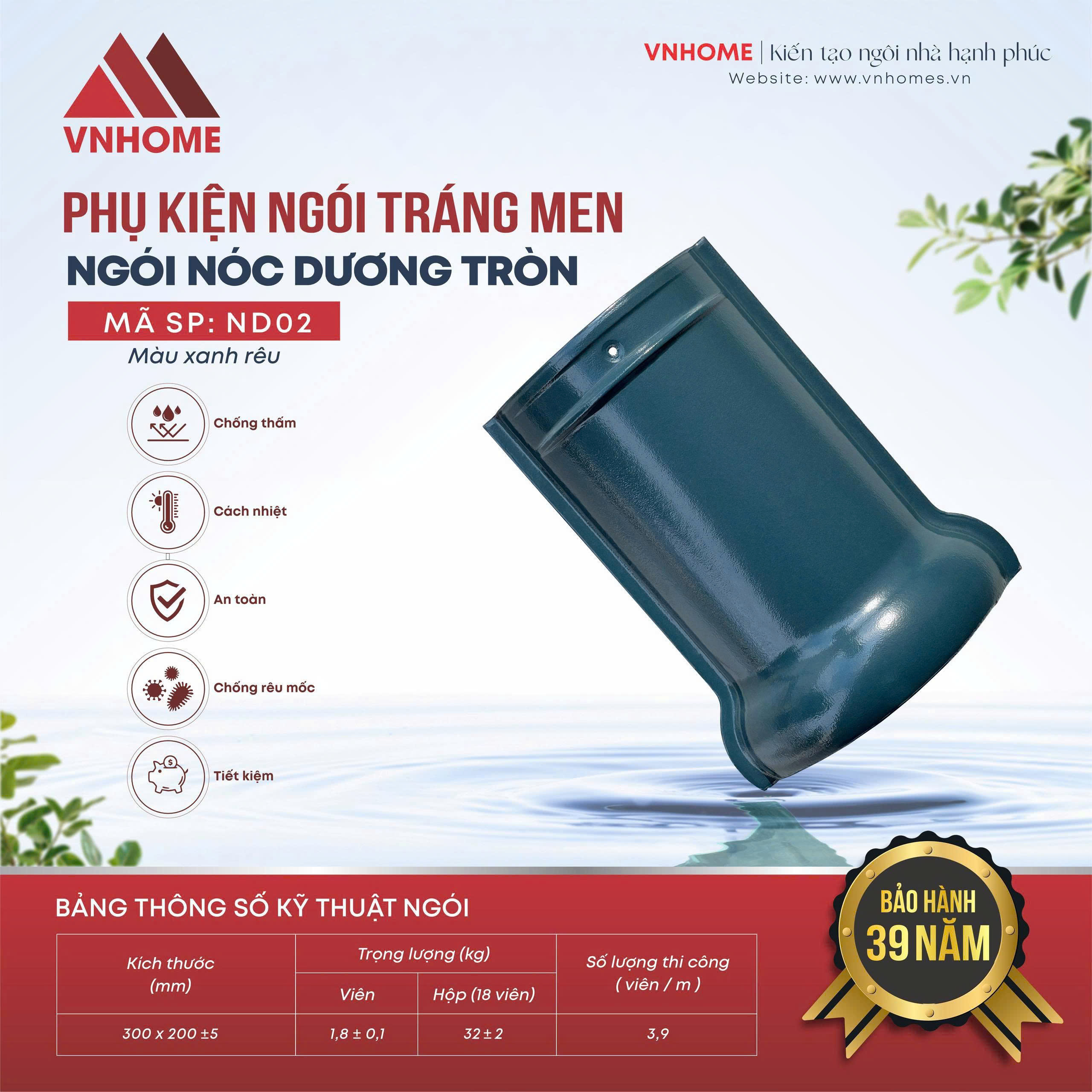 Ngói nóc dương tròn