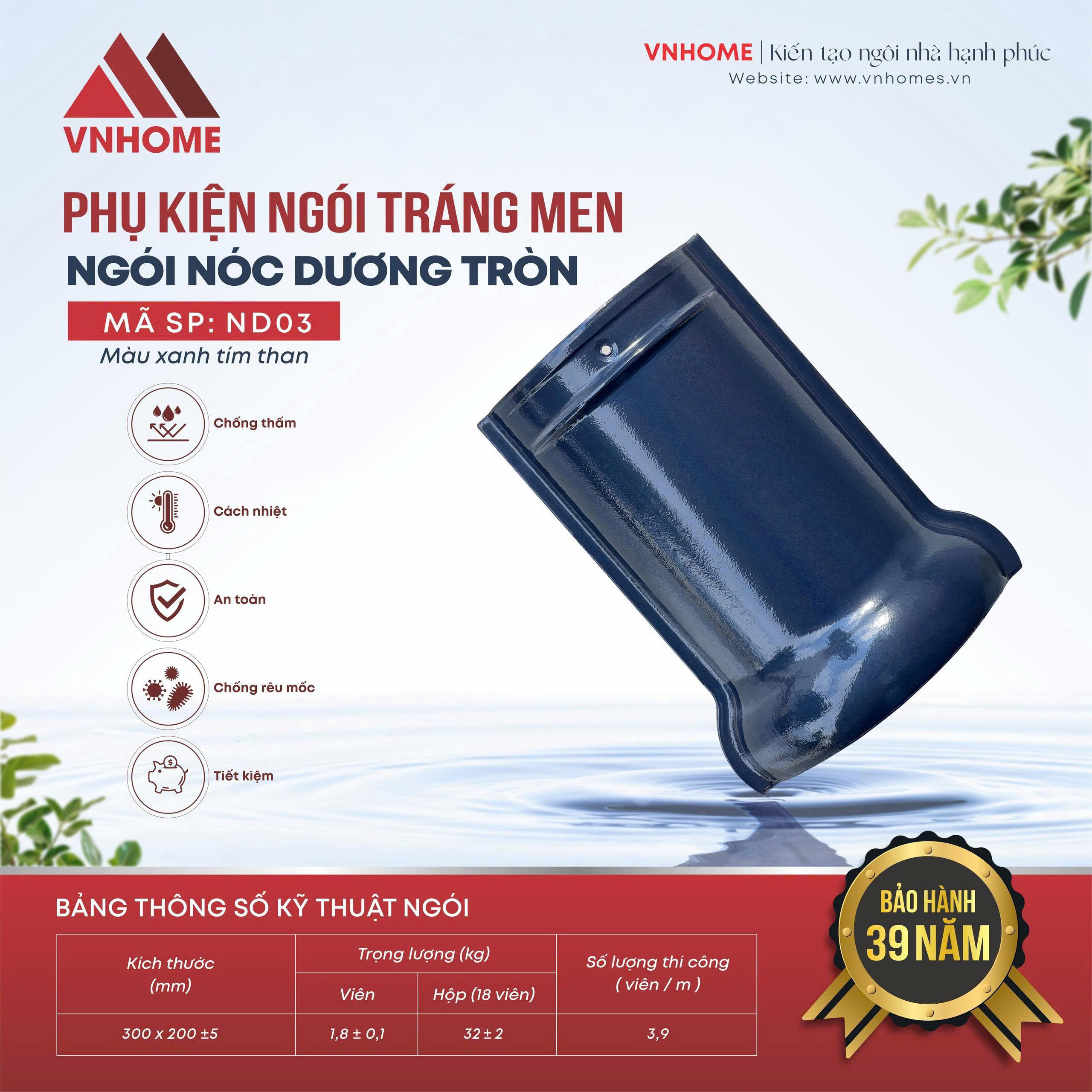 Ngói nóc dương tròn